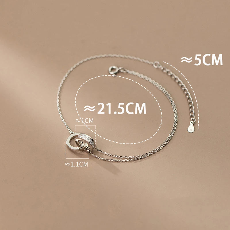Anklet For Women Girl S925 Sterling Silver Rose Gold Color Steric Zirconia Adjustable Beach Style Foot Ankle Bracelet Jewelry