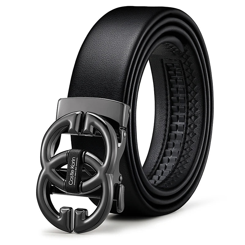 Men's belt leather automatic buckle belt famous brand high-end leisure trend young and middle-aged business men's belt