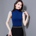 Summer Tops For Women 2025 Turtleneck Basic Sleeveless Lace Tank Tops Women Female Top Korean Tees Black White Blue