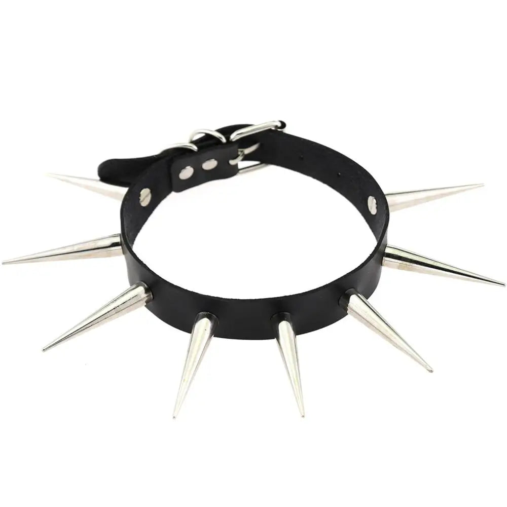 Big Long Spiked Choker Collar Cool  Punk  Necklace  For Women Men Metal Chocker Rave Festival Goth Costumes Jewelry