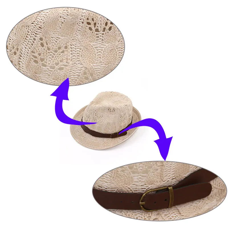 Hats for Women Female Hat Women's Girls Fedora Knitted Chapeu Feminino Autumn Summer Leather Buckle Sun Cap Fashion Jazz