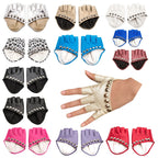 Female Gloves 2017 Fashion Women PU Leather Motorcycle Bike Car Fingerless Performances Gloves Fingerless Gloves for Fitness
