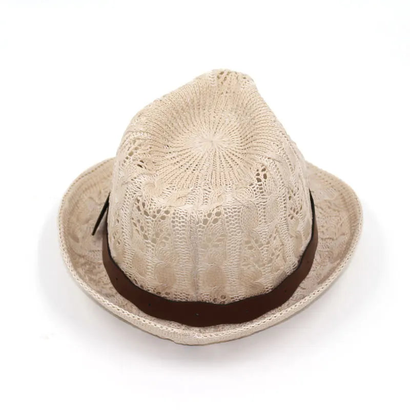 Hats for Women Female Hat Women's Girls Fedora Knitted Chapeu Feminino Autumn Summer Leather Buckle Sun Cap Fashion Jazz