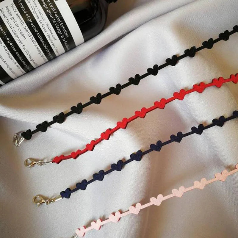 Heart Chokers Fashion Gothic Hollow Black Suede Cocktail False Collar Chockers Necklaces for women Bijoux   chokers