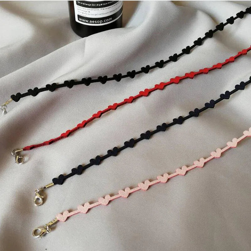 Heart Chokers Fashion Gothic Hollow Black Suede Cocktail False Collar Chockers Necklaces for women Bijoux   chokers