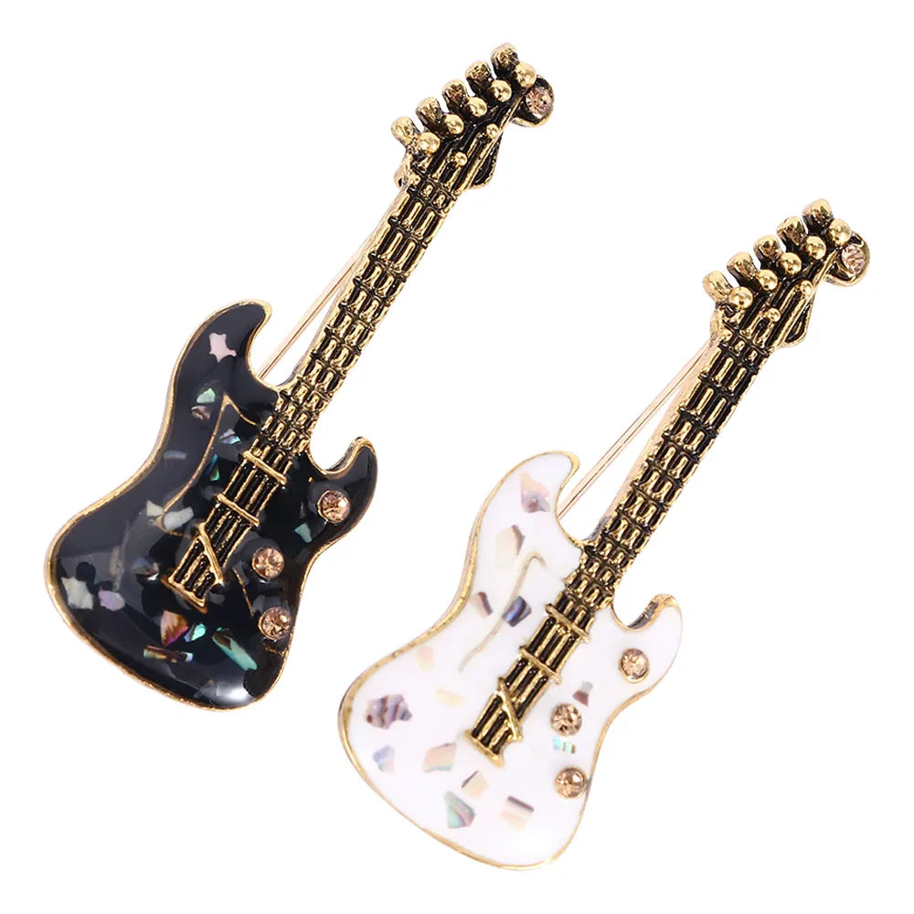 Guitar Shaped Brooches Enamel Apparel Accessory Musical Instruments Lapel Pin Club Badge Brooch