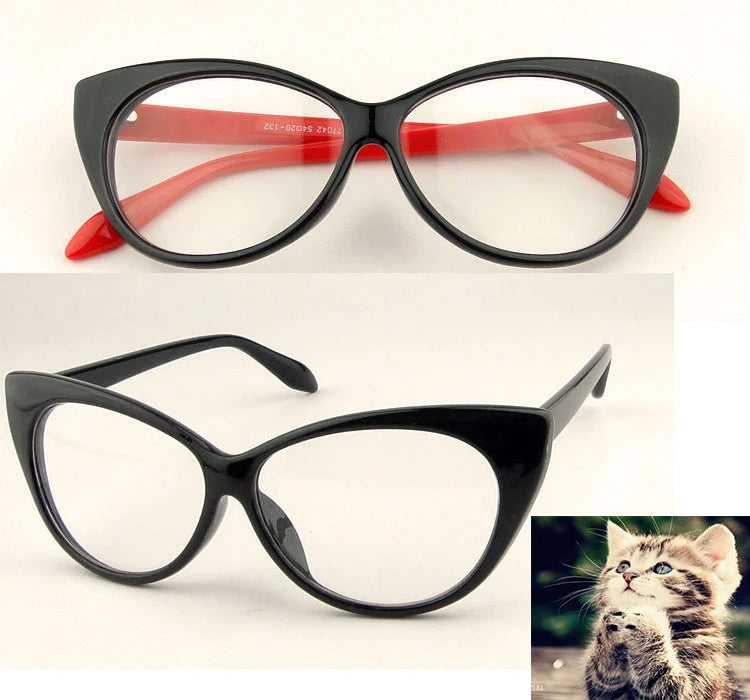 eye glasses frames Fashion choice Cat's eye shape Plain glass spectacles women eyeglasses  frames decorations optical glasses