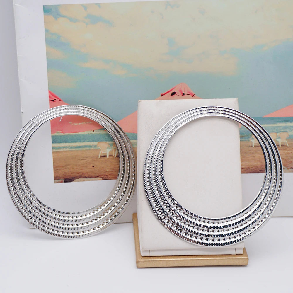 Hoop Earring For Women Gold Color Stud Big Pendant dangle Drop  Earrings