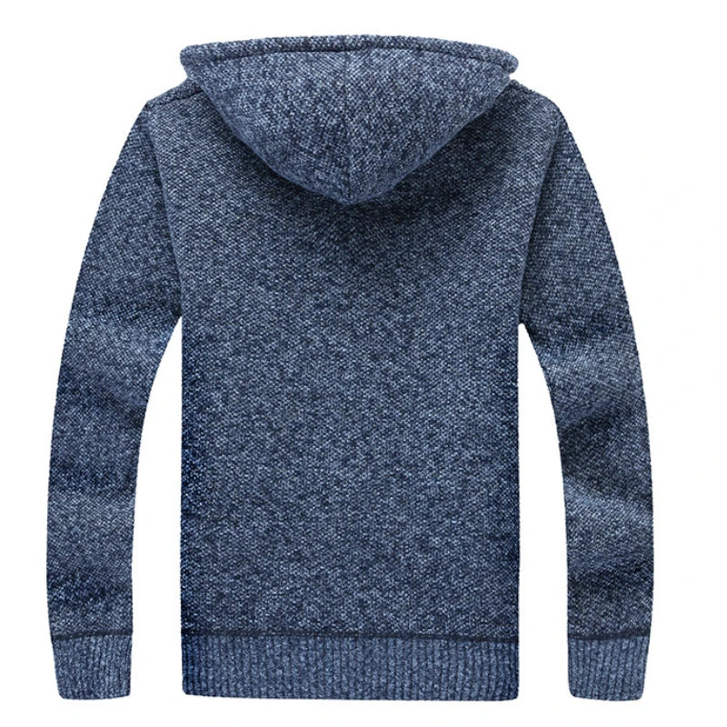 Winter Men Sweatercoat Hooded knit Cardigan Coat Men's Fleece Knitted Sweater Jackets Casual Solid Cardigan Sweater Man Clothes