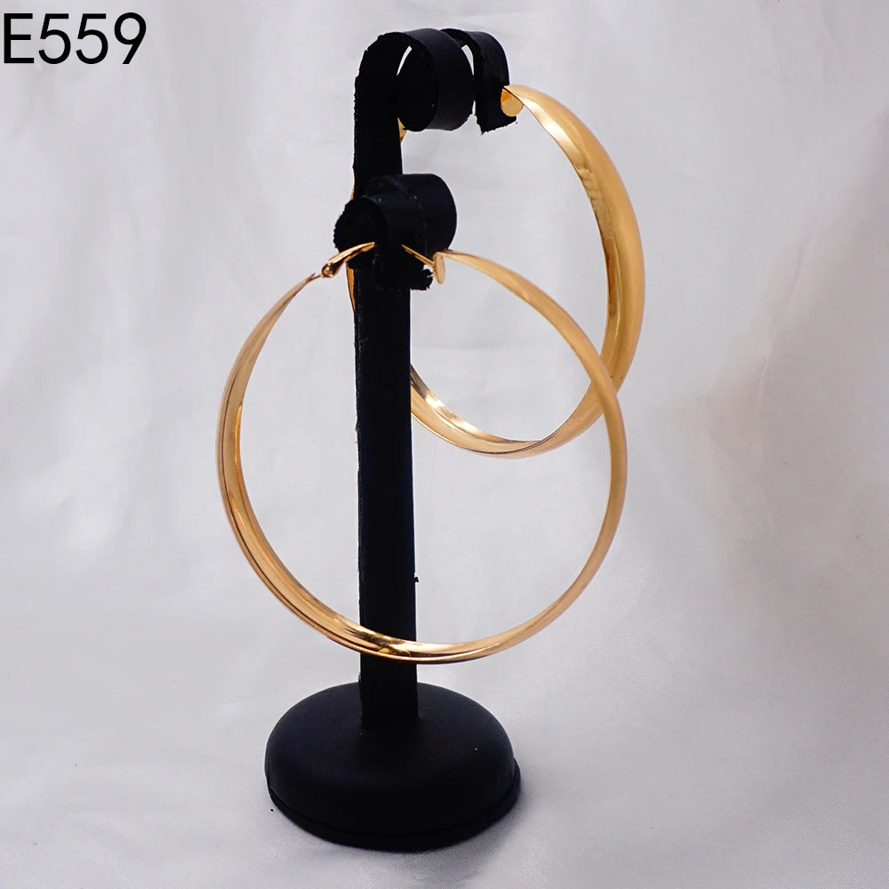 Hoop Earring For Women Gold Color Stud Big Pendant dangle Drop  Earrings