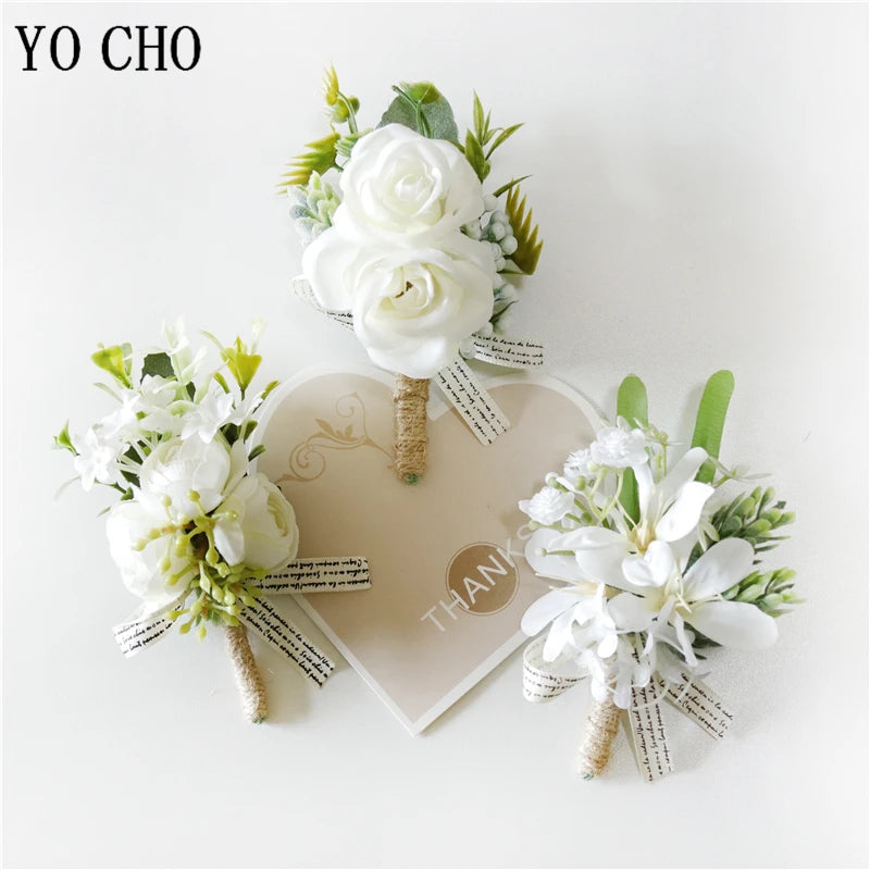 White Brooches Man Suit Shirt Collar Lapel Pin Brooch Pins Wedding Party Accessories Bridesmaid Bracelet Flowers Corsages Flower