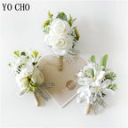 White Brooches Man Suit Shirt Collar Lapel Pin Brooch Pins Wedding Party Accessories Bridesmaid Bracelet Flowers Corsages Flower