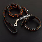 Pet Leash Pet Leather Dog Collar Leash For Large Dog Leather Dog Traction Drag Tow Rope Chain Pet Dog Supplies Accessories Prevent Runaway