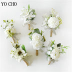 White Brooches Man Suit Shirt Collar Lapel Pin Brooch Pins Wedding Party Accessories Bridesmaid Bracelet Flowers Corsages Flower
