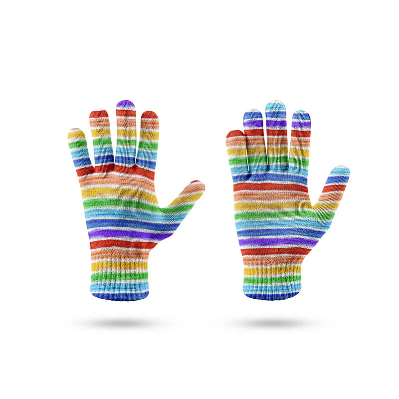 New Fashion Winter Outdoor Knitted Glove For Men Women Magic Rainbow Gloves Warm Touch Screen Fall Leisure Full Finger Gloves