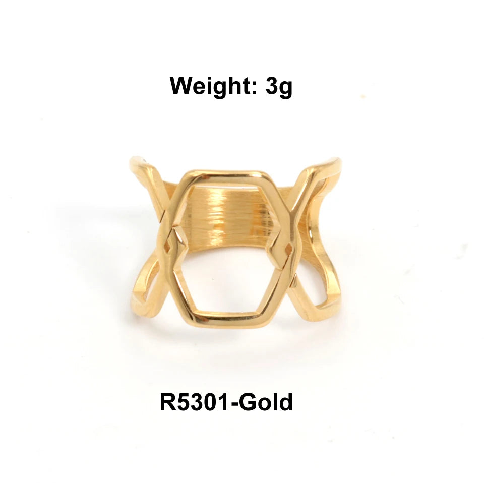 New Statement Exaggerate Double Round Ring for Women Fashion Geometric Gold Color Finger Ring Trendy кольцо Wedding Gift Jewelry