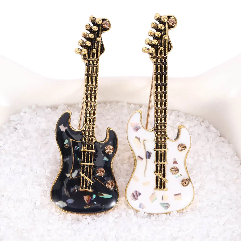 Guitar Shaped Brooches Enamel Apparel Accessory Musical Instruments Lapel Pin Club Badge Brooch