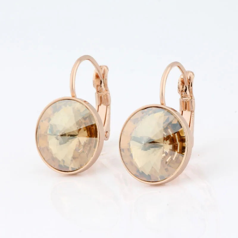 New Fashion Earrings Crystals Drop Earrings 12mm Round Earrings For Women Wedding Party Luxury Fine Jewelry Accessories
