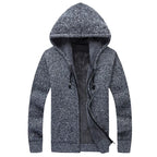 Winter Men Sweatercoat Hooded knit Cardigan Coat Men's Fleece Knitted Sweater Jackets Casual Solid Cardigan Sweater Man Clothes