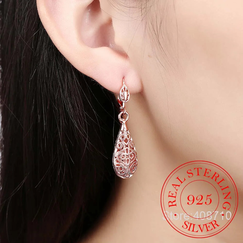 Water Drop Earrings For Women Fashion Long Dangle Earring 925 Sterling Silver Wedding Jewelry Gift