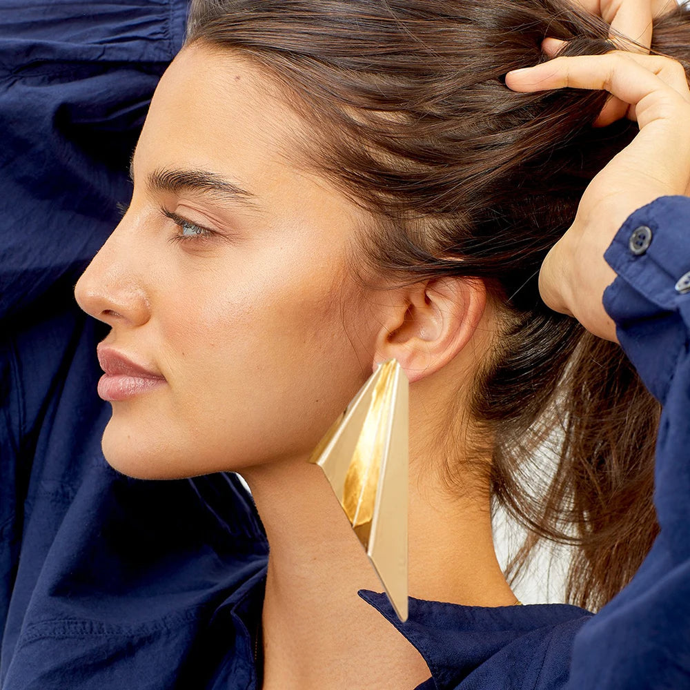 Hoop Earring For Women Gold Color Stud Big Pendant dangle Drop  Earrings