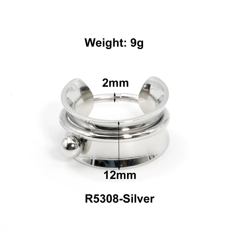 New Statement Exaggerate Double Round Ring for Women Fashion Geometric Gold Color Finger Ring Trendy кольцо Wedding Gift Jewelry