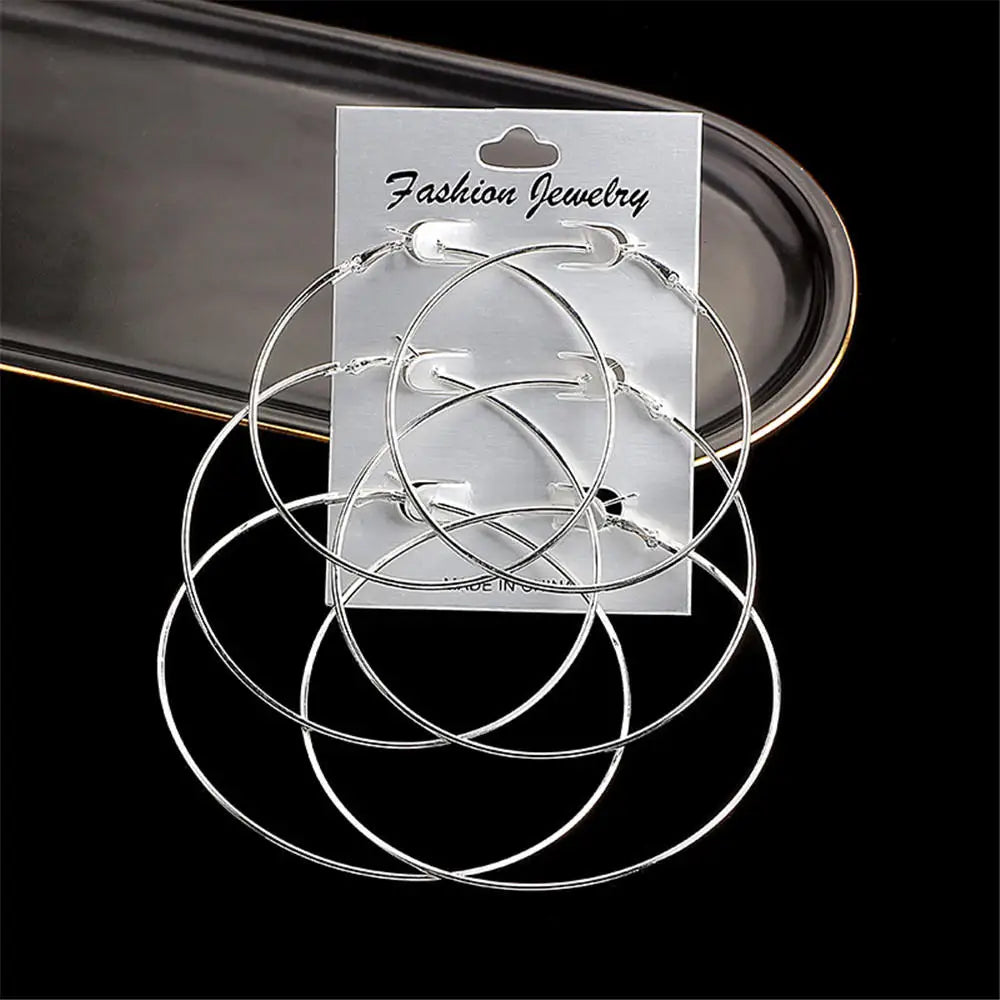 3 /6Pairs/set Oversized Huge Hoop Earring For Women Exaggerated Sexy Smooth Big Circle Earing Creole Aros Mujer Oreja Party Gift