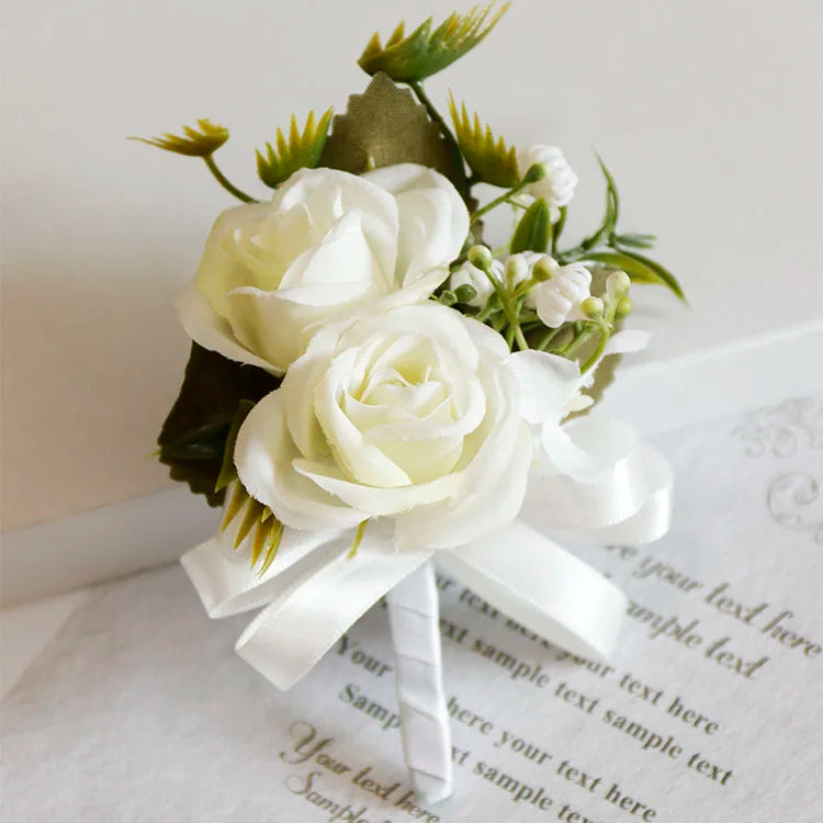 White Brooches Man Suit Shirt Collar Lapel Pin Brooch Pins Wedding Party Accessories Bridesmaid Bracelet Flowers Corsages Flower
