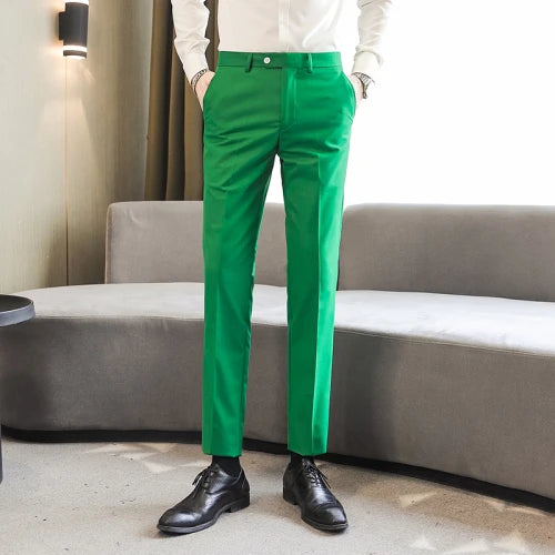 Men Formal Pants, 2025 New Elegant Man Office Work Pant, Casual Polyester Fiber Trousers Men 17 Colors Pantalones Hombre