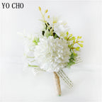 White Brooches Man Suit Shirt Collar Lapel Pin Brooch Pins Wedding Party Accessories Bridesmaid Bracelet Flowers Corsages Flower