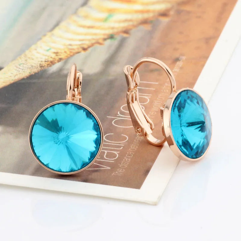 New Fashion Earrings Crystals Drop Earrings 12mm Round Earrings For Women Wedding Party Luxury Fine Jewelry Accessories