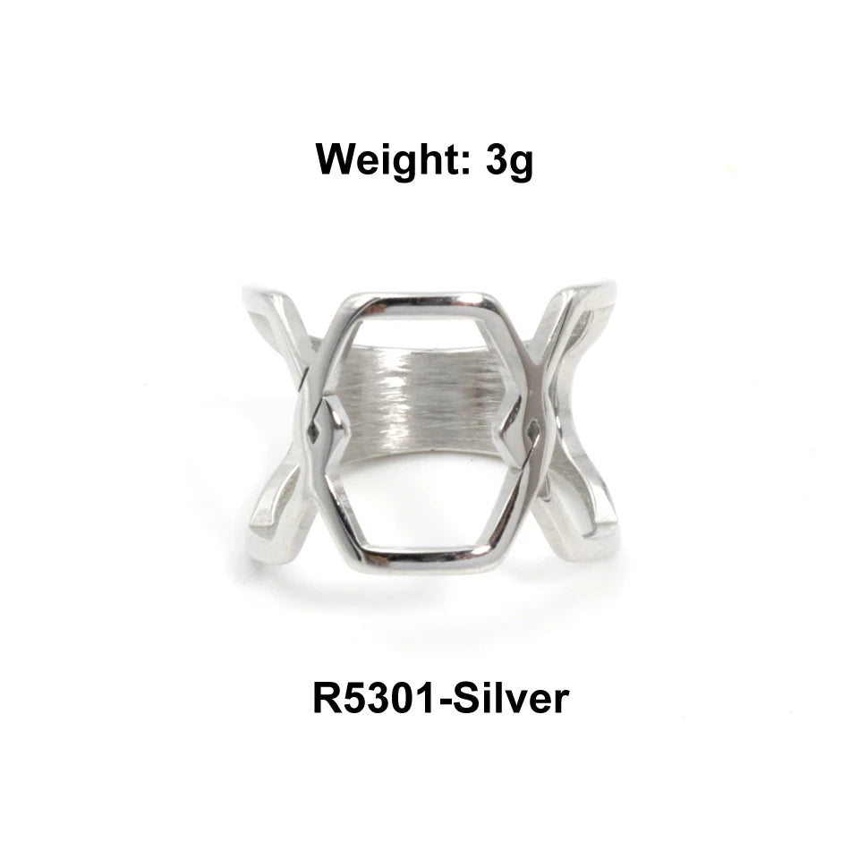 New Statement Exaggerate Double Round Ring for Women Fashion Geometric Gold Color Finger Ring Trendy кольцо Wedding Gift Jewelry