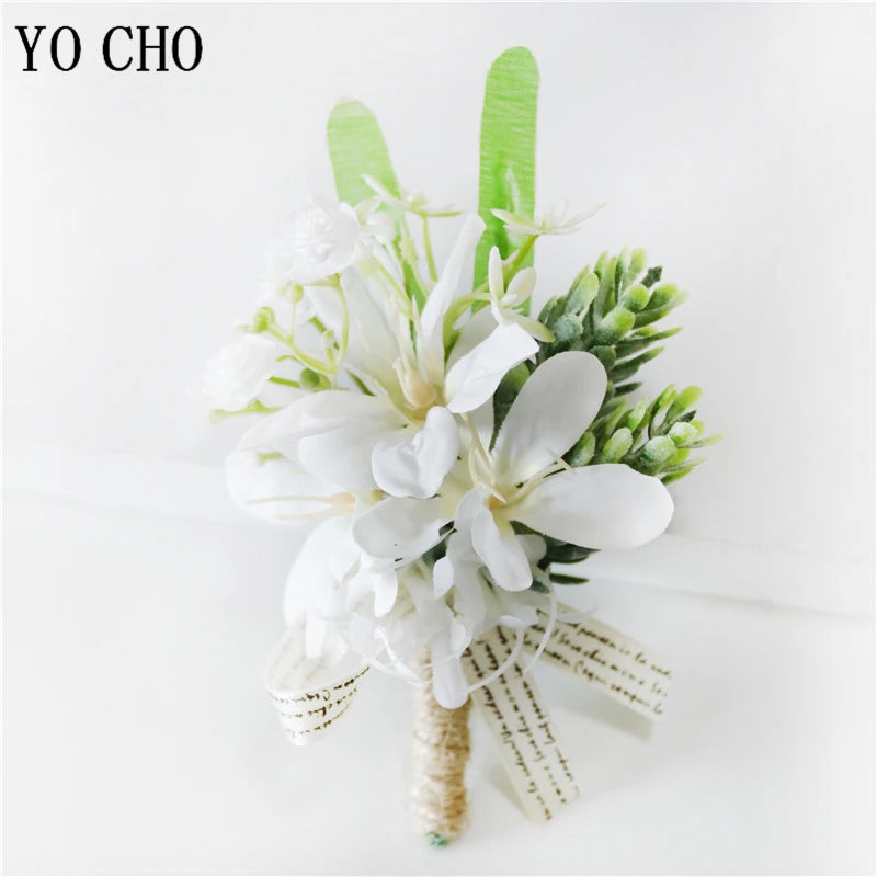 White Brooches Man Suit Shirt Collar Lapel Pin Brooch Pins Wedding Party Accessories Bridesmaid Bracelet Flowers Corsages Flower
