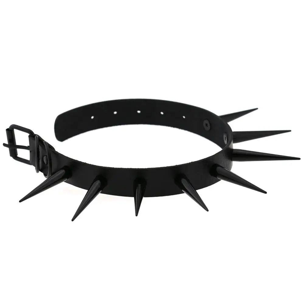 Big Long Spiked Choker Collar Cool  Punk  Necklace  For Women Men Metal Chocker Rave Festival Goth Costumes Jewelry