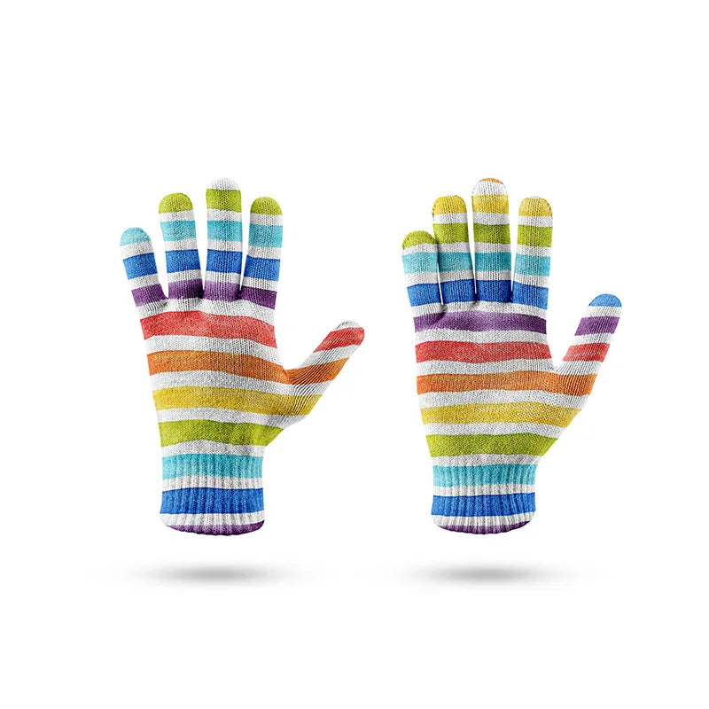 New Fashion Winter Outdoor Knitted Glove For Men Women Magic Rainbow Gloves Warm Touch Screen Fall Leisure Full Finger Gloves