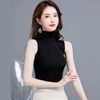 Summer Tops For Women 2025 Turtleneck Basic Sleeveless Lace Tank Tops Women Female Top Korean Tees Black White Blue