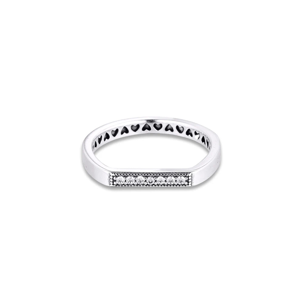 Logo Bar Stacking Ring 100% 925 Sterling Silver Jewelry Fashion Wedding Rings for Women Stackable Style Girls Ring Jewelry