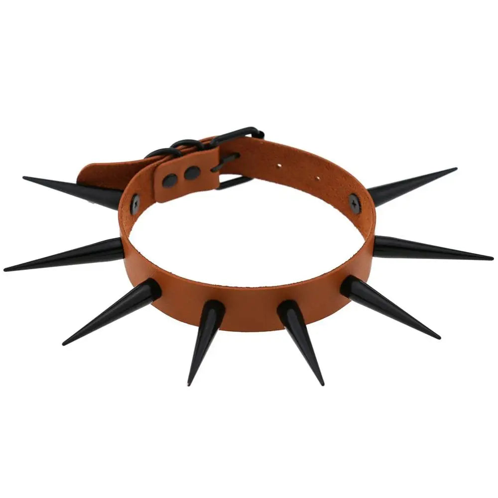 Big Long Spiked Choker Collar Cool  Punk  Necklace  For Women Men Metal Chocker Rave Festival Goth Costumes Jewelry