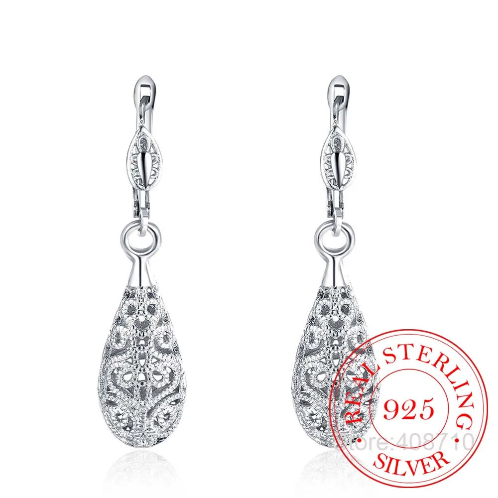 Water Drop Earrings For Women Fashion Long Dangle Earring 925 Sterling Silver Wedding Jewelry Gift