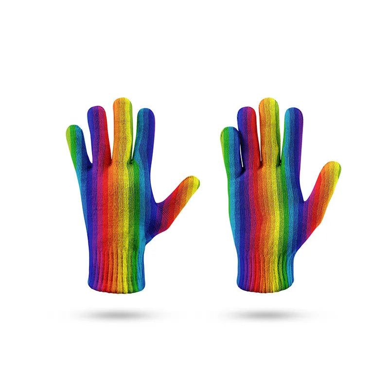 New Fashion Winter Outdoor Knitted Glove For Men Women Magic Rainbow Gloves Warm Touch Screen Fall Leisure Full Finger Gloves