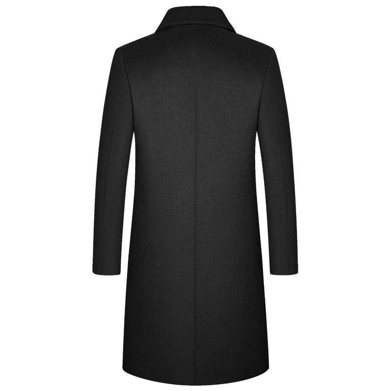 2025 Winter Wool Coat Men Fashion Long Wool Blends England Style Business Casual Trench Coat Men Solid Thick Wool Coats Jackets