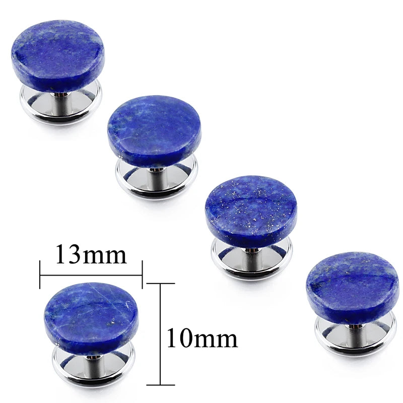 Trendy Tuxedo studs for Men, 5Pcs/Set Round Natural Blue Sand Stone Studs High Quality Fashion Gift for Wedding