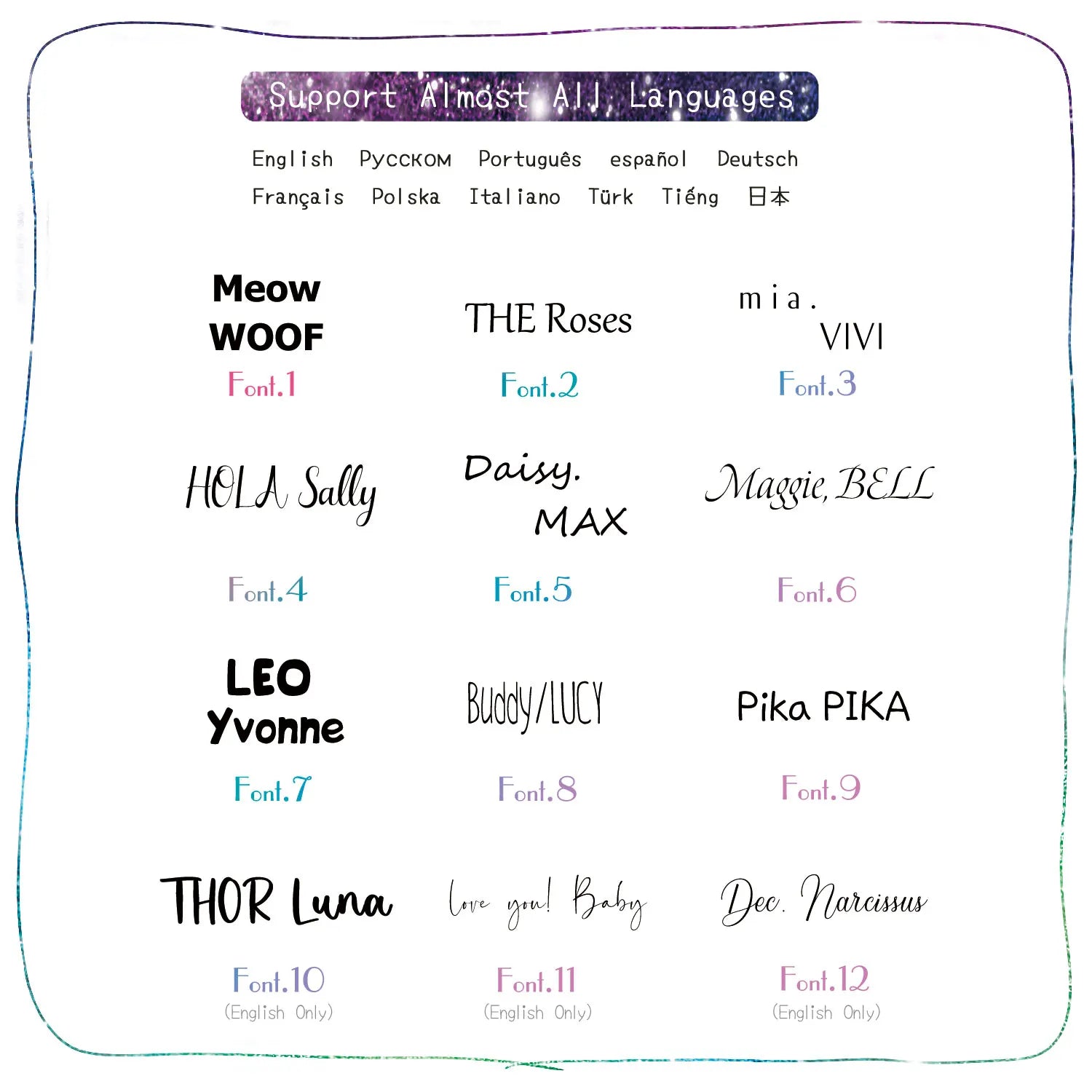 Custom Tags Personalized Cat Dog ID Tag MW007 Name with Cute Symbols Engraved Front and Back for Custom Pets Collar  Anti-Lost Metal Charm