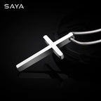 Pendants for Men Classic Design Cross Tungsten Necklace with Snake Stainless Steel Chain 45/50/55cm, Engraving