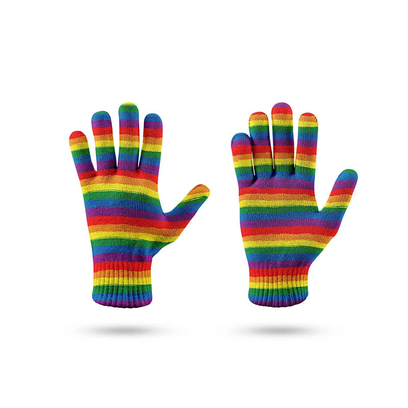 New Fashion Winter Outdoor Knitted Glove For Men Women Magic Rainbow Gloves Warm Touch Screen Fall Leisure Full Finger Gloves