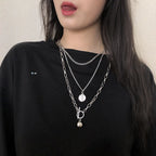 Layered Chain Necklace Neck Chains Lock Pendant Jewelry For Women Punk Choker Padlock Goth Jewelry Grunge Aesthetic Accessories
