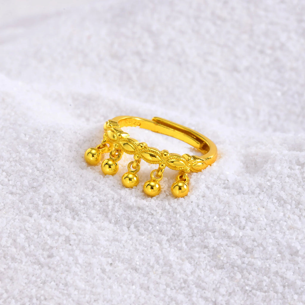 Statement Ring Resize, Adjustable Small Bell Charms Women Openable Jewelry