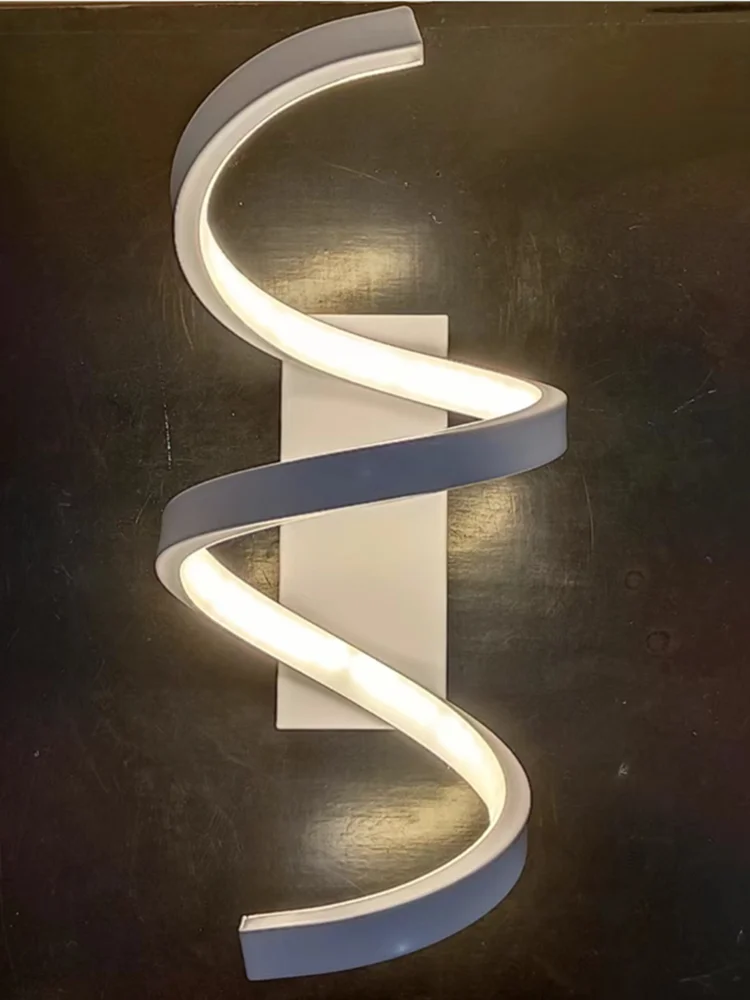 Designer hotel living room background wall LED wall light bright tri-color light bedroom bedside wave wall lamp