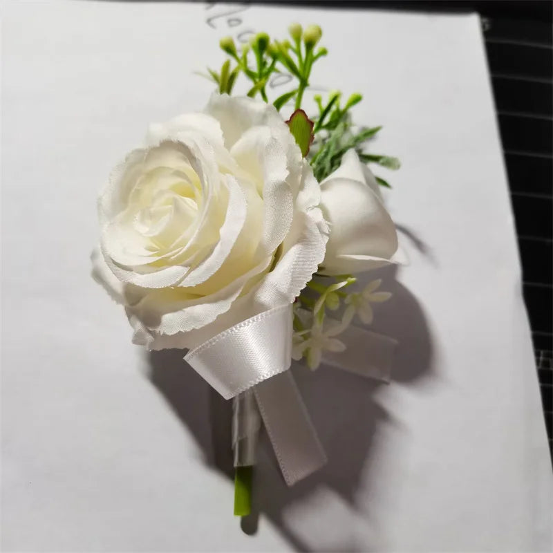 White Brooches Man Suit Shirt Collar Lapel Pin Brooch Pins Wedding Party Accessories Bridesmaid Bracelet Flowers Corsages Flower