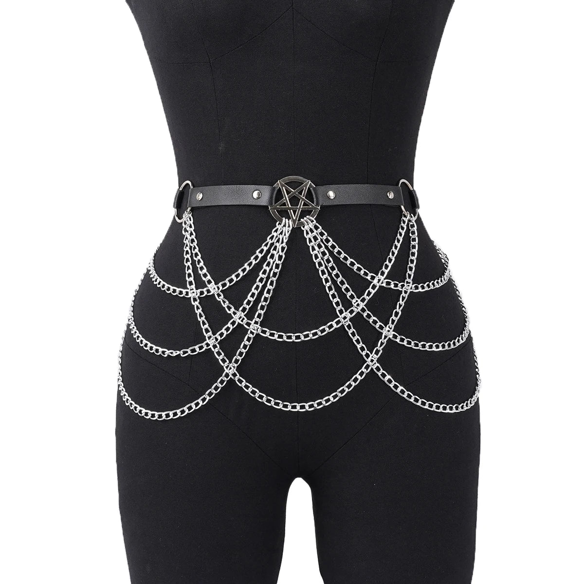 Women Fashion Belly Belt Chain Street Style Belt With Chain Gothic harness chain bustier Harness Waist Belt Clothing Accessories